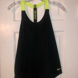 Small Womens Nike tank top. Black with neon yellow straps! Dry fit!